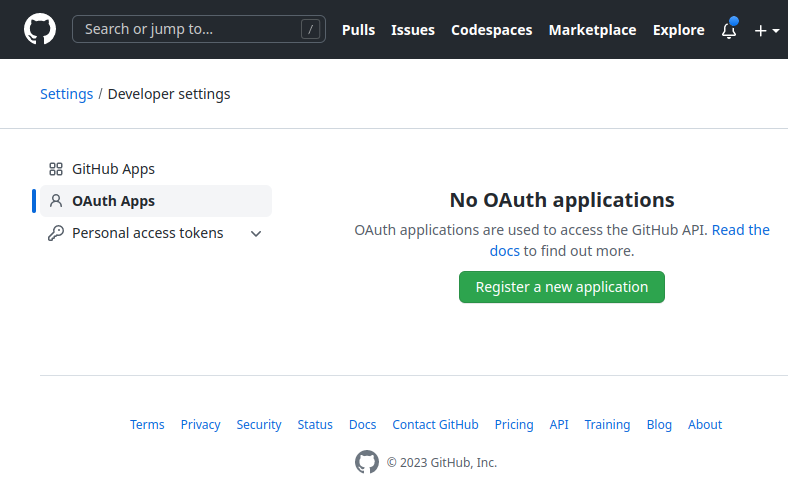 GitHub Create App Button